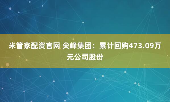 米管家配资官网 尖峰集团：累计回购473.09万元公司股份