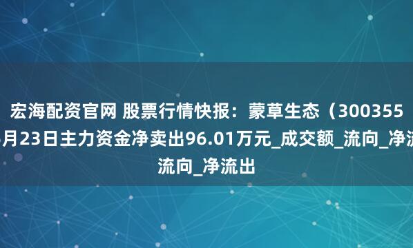 宏海配资官网 股票行情快报：蒙草生态（300355）6月23日主力资金净卖出96.01万元_成交额_流向_净流出